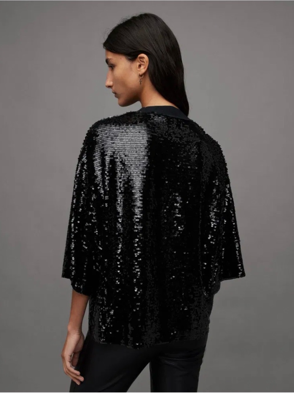 🖤 AllSaints Black Sequin Jeula Oversized Tshirt 🖤 - Picture 4 of 14